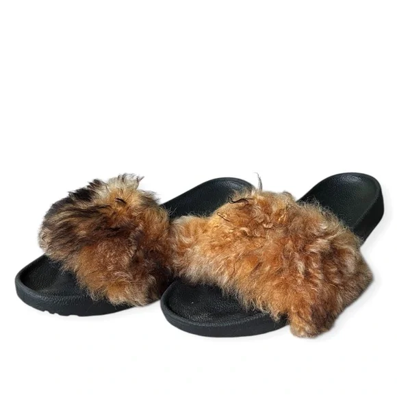 UGG Royale Camel Toscana Fur Fluffie Slide Slippers, sz 8 - Picture 1 of 11
